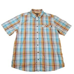 Kavu Shirt Mens Extra Large Multicolor Plaid Button Up Short Sleeve Outdoor Hike